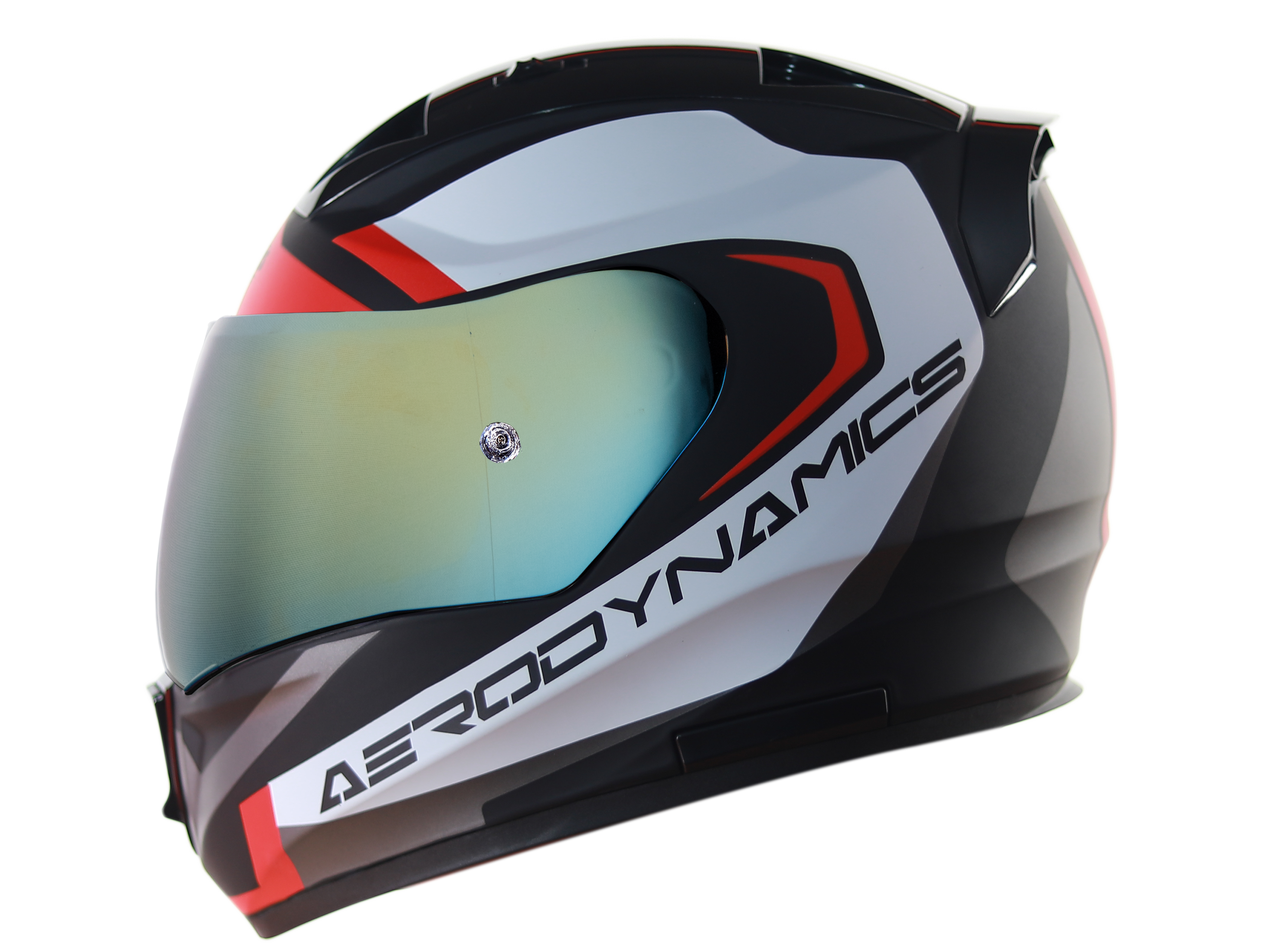 SA-1 Aerodynamics Mat Black/Red With Anti-Fog Shield Gold Chrome Visor 